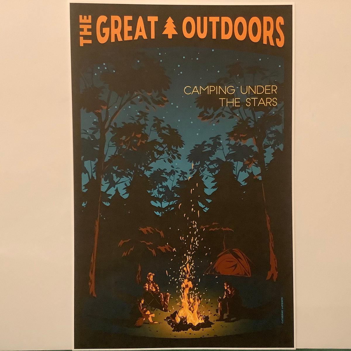 Great Outdoors Camping Poster, Camping Under the Stars