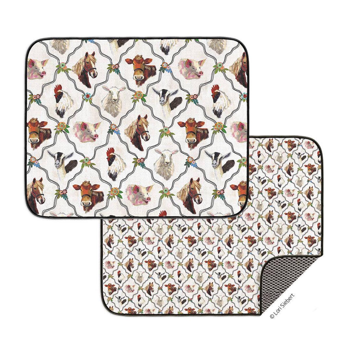 At The Farm Microfiber Dish Drying Mat, Farmhouse Decor