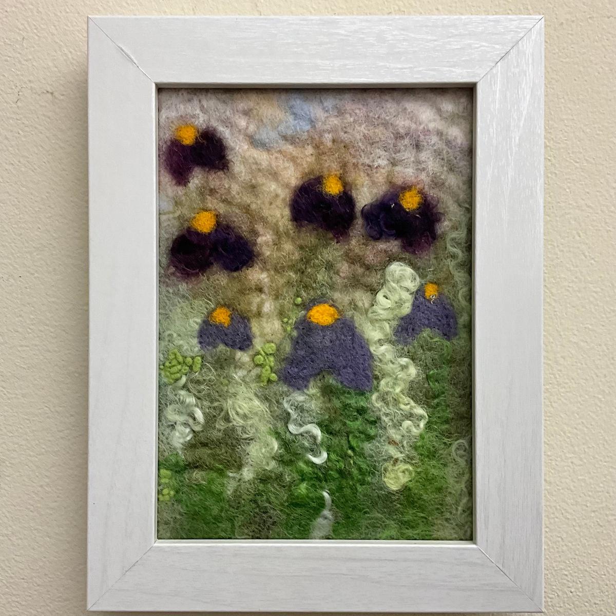 Coneflowers - Hand Felted Framed Art