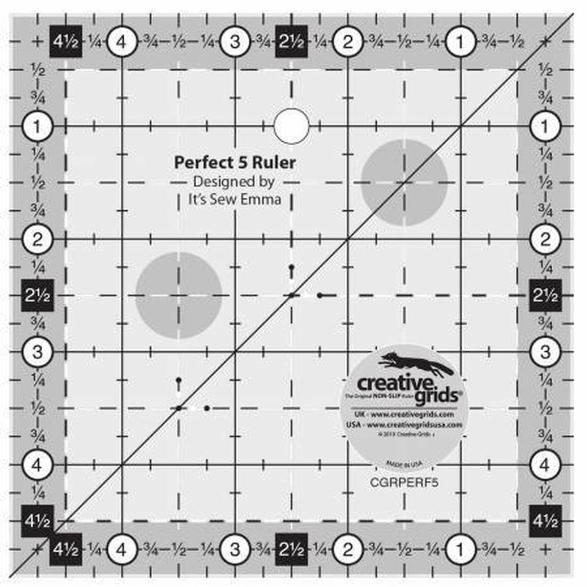 Cutting Ruler, CREATIVE GRIDS Perfect 5 (with self-grips)
