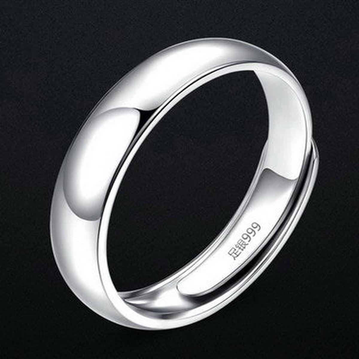 Men's Silver Ring - Glossy Simple Design