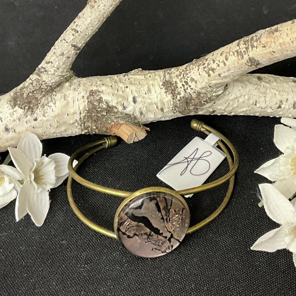 Copper Bracelet with Large Disc in Metallic tones