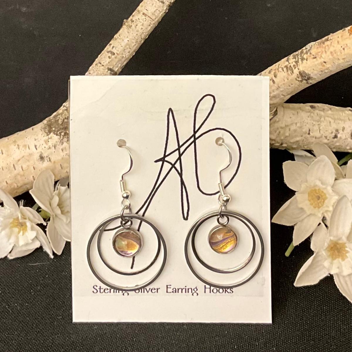 Silver Double Hoop Earrings Pale Gold
