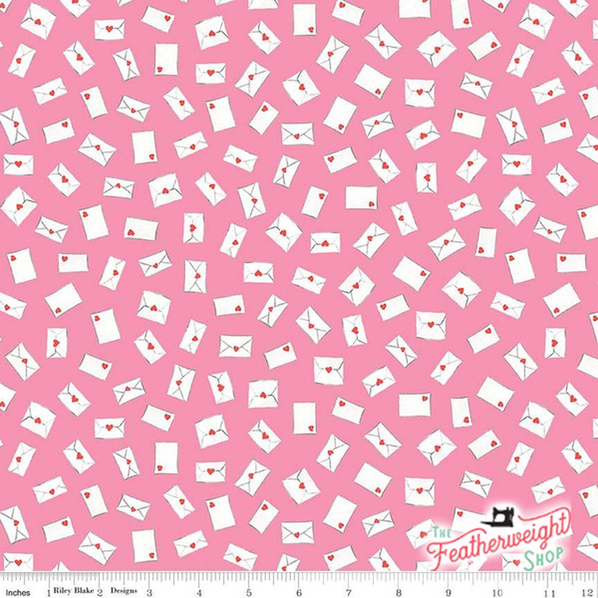 Fabric, Love Letters by Lindsay Wilkes for Riley Blake Designs - Envelopes Pink (by the yard)
