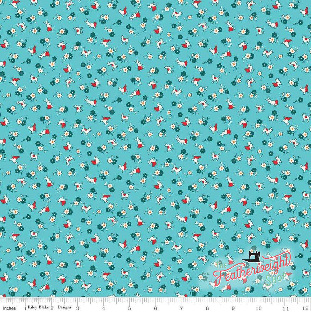 Fabric, Storytime 30's by Penny Rose for Riley Blake Designs - ANIMALS TEAL (by the yard)