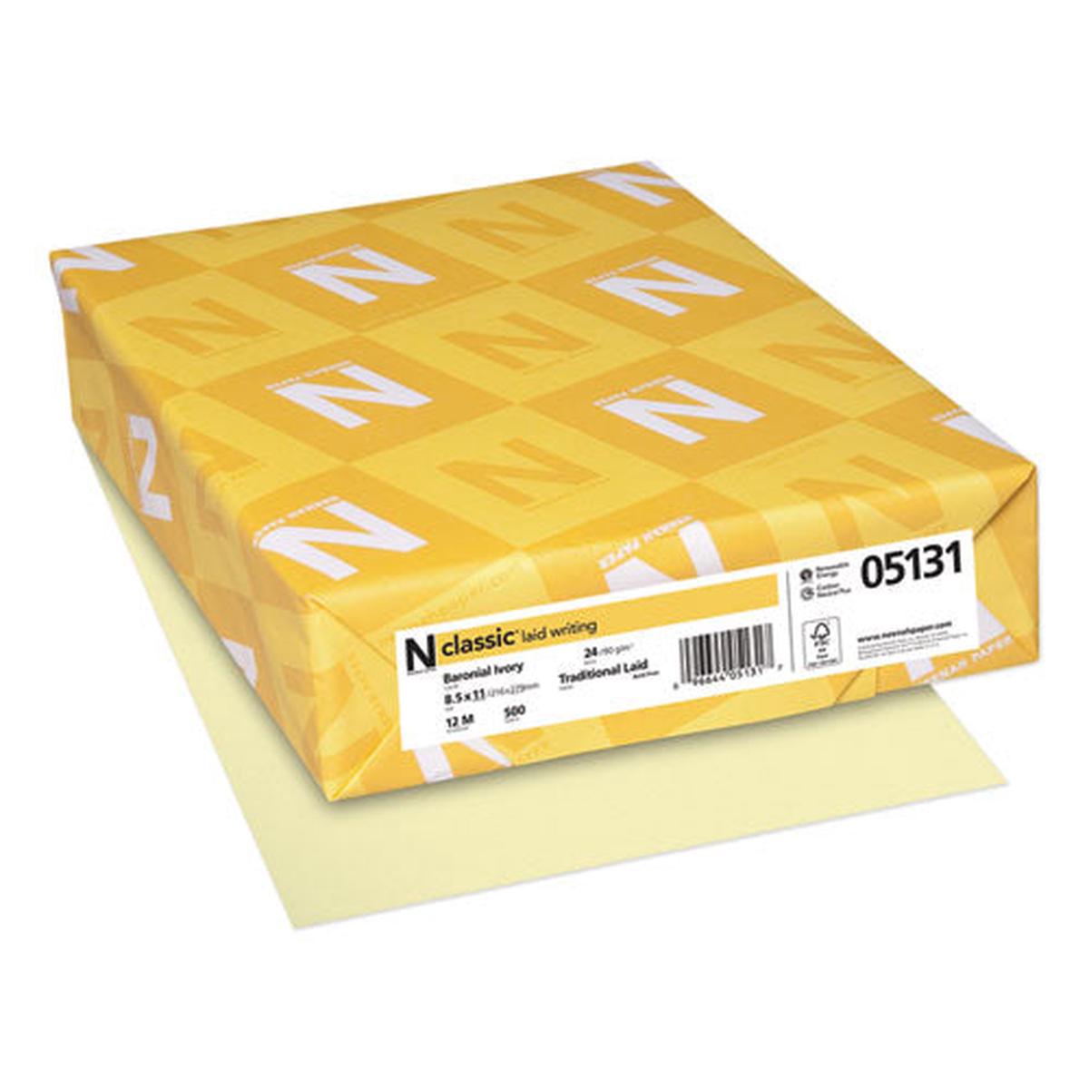 Classic Laid Stationery Writing Paper, 24 Lb, 8.5 X 11, Baronial Ivory, 500-ream