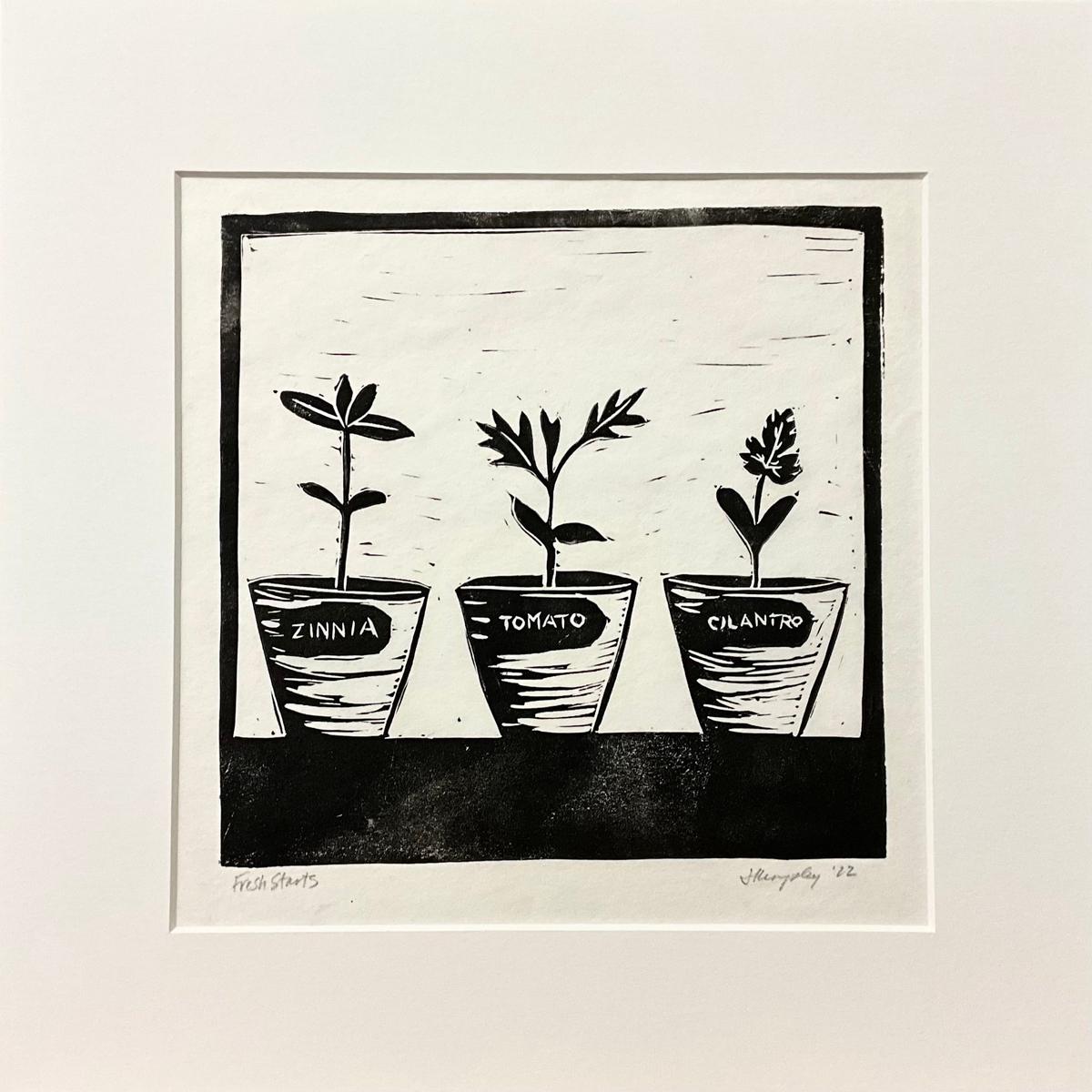 Fresh Starts White Matted Block Print