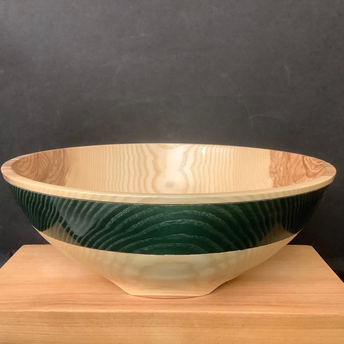 Ash Bowl Green Dyed Band & Liming Wax on Side