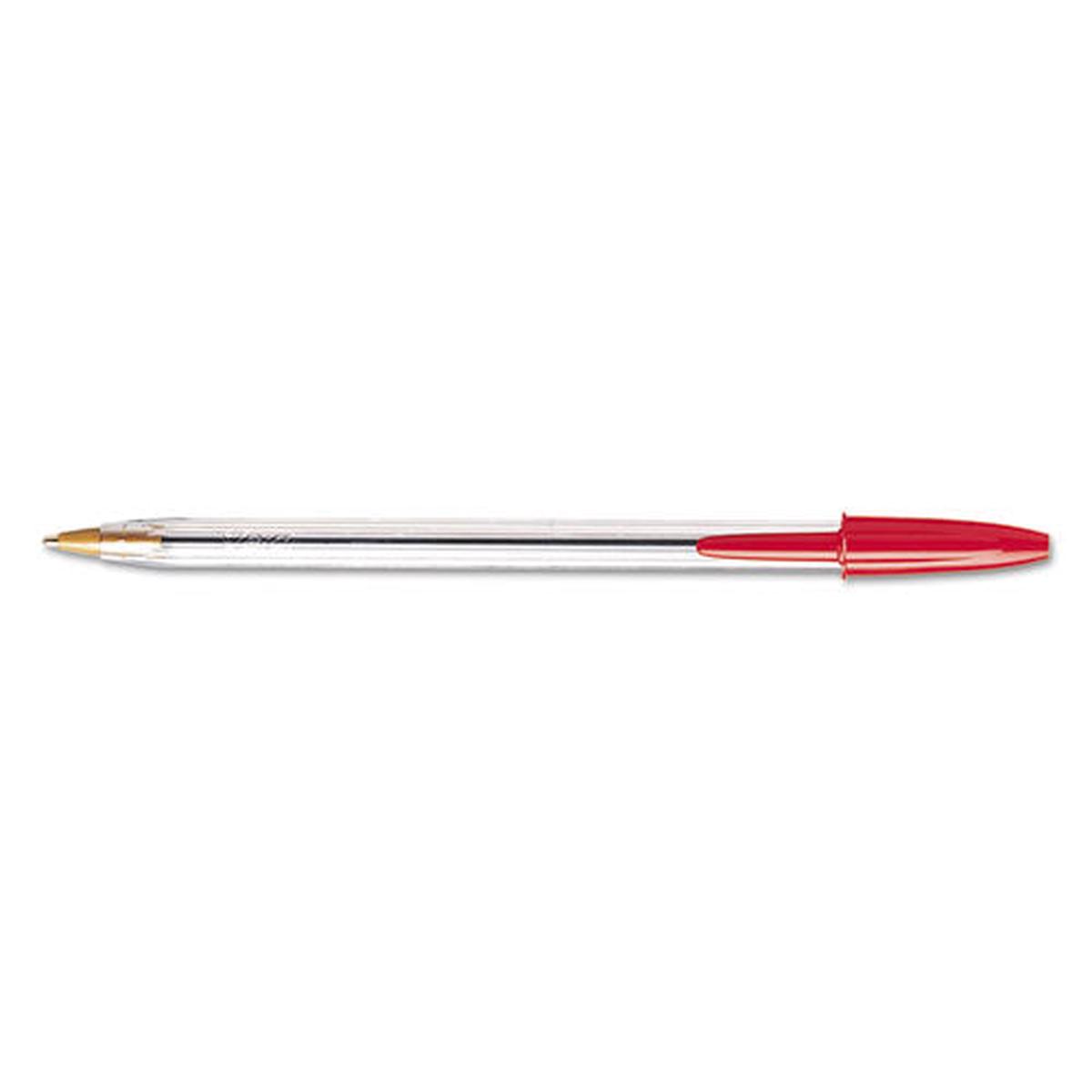 Cristal Xtra Smooth Stick Ballpoint Pen, 1mm, Red Ink, Clear Barrel, Dozen