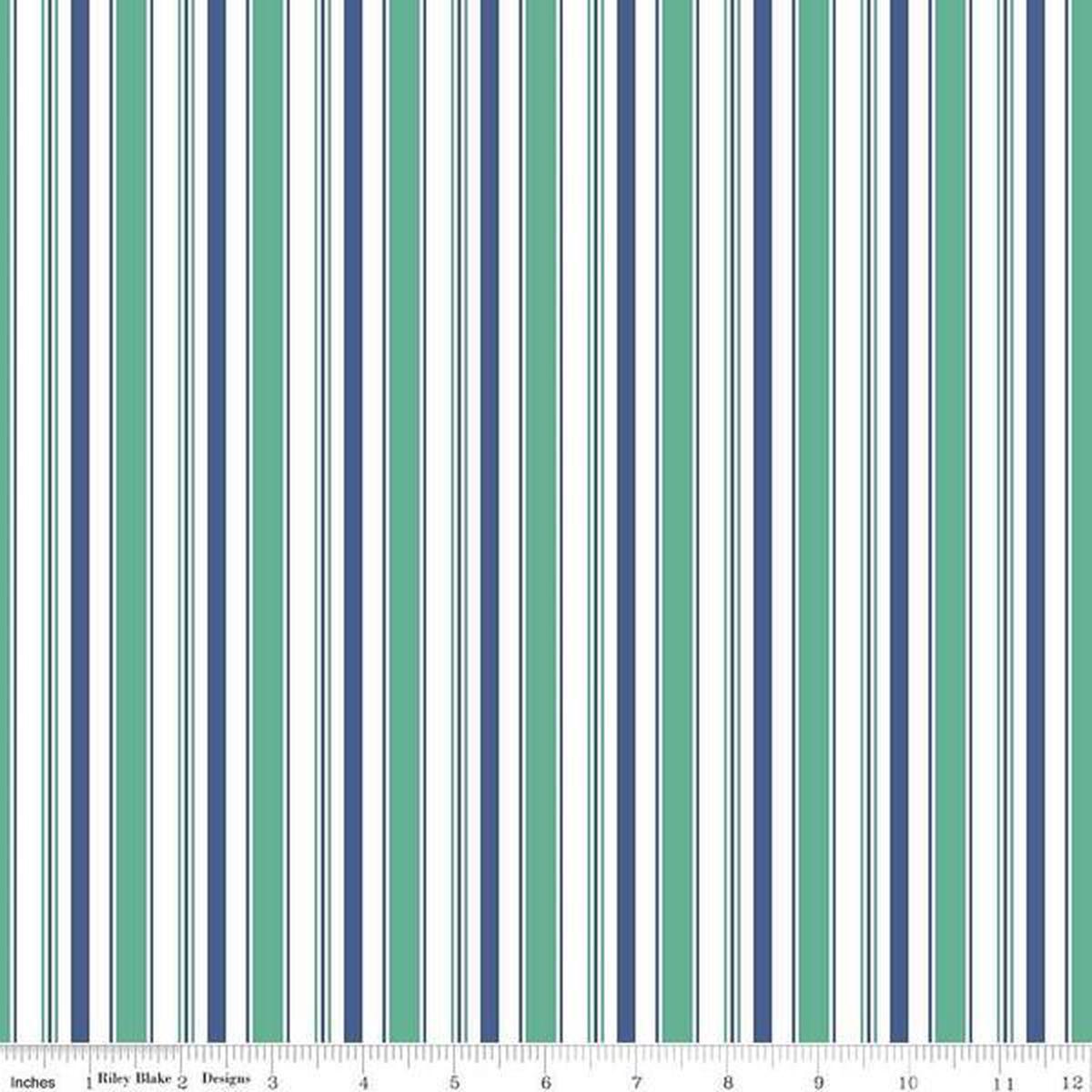 Fabric, COZY Christmas by Lori Holt of Bee in My Bonnet - Stripe, Navy
