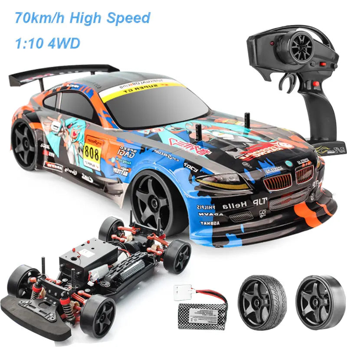 1:10 4WD High Speed Drift Remote Control Car 70km/h