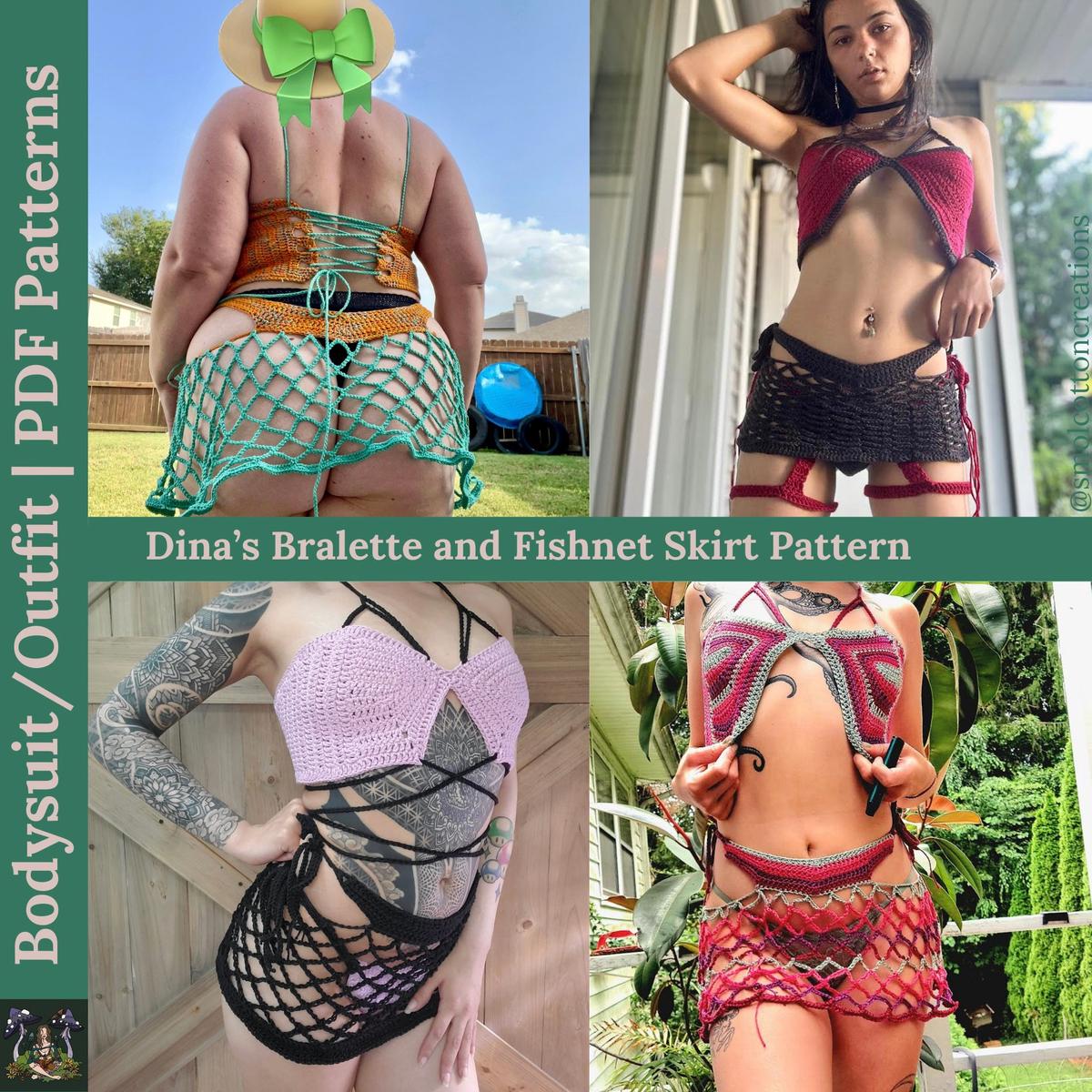 Dinas Bralette and Fishnet Skirt - DIY Crochet Festival Outfit PDF Pattern Set