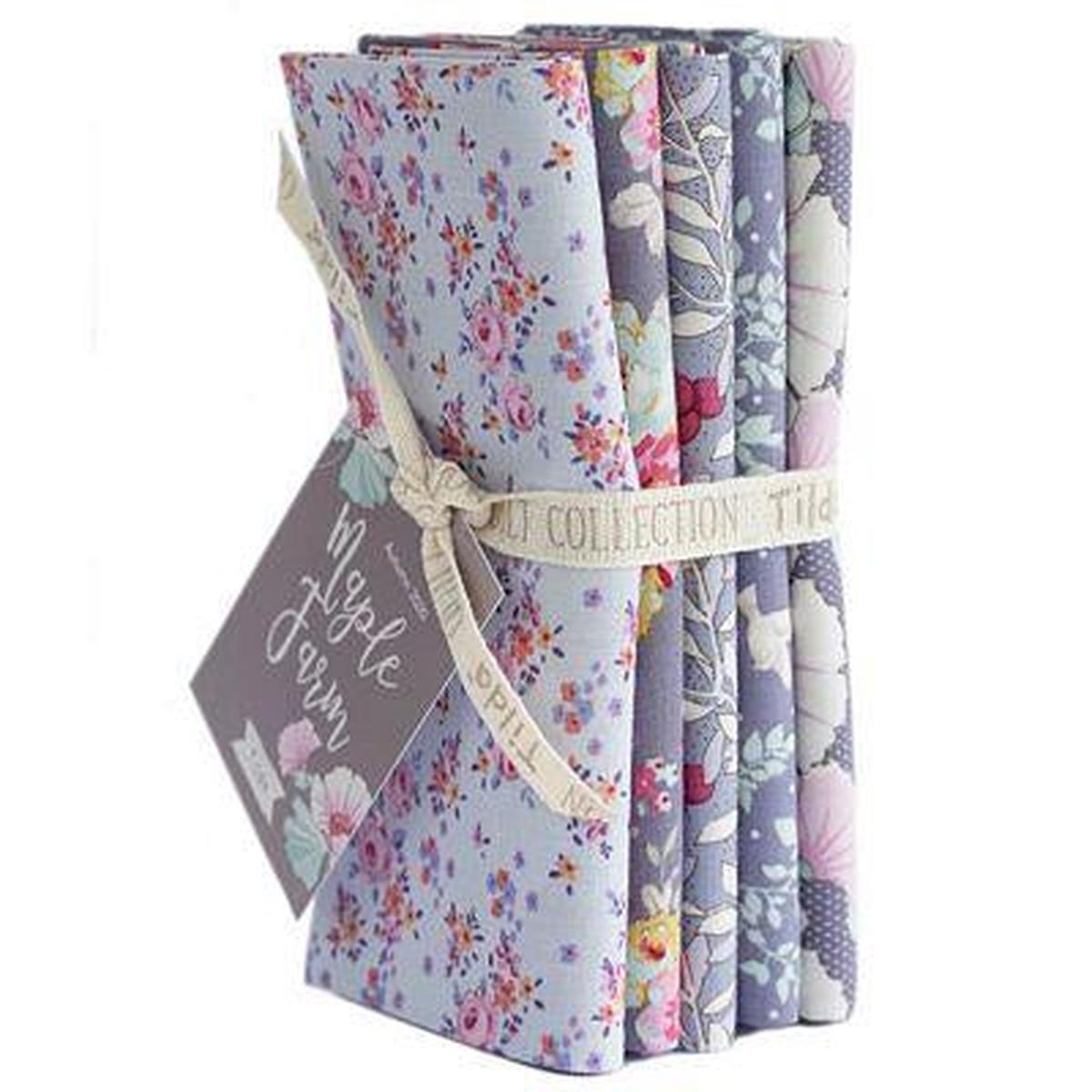 Fabric, Maple Farm Fat Quarter Bundle from Tilda Fabrics - BLUEBERRY SLATE