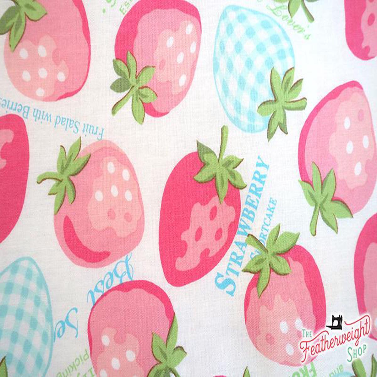Fabric, Strawberry Festival, Light Aqua & Pink - 30's Collection (by the yard)