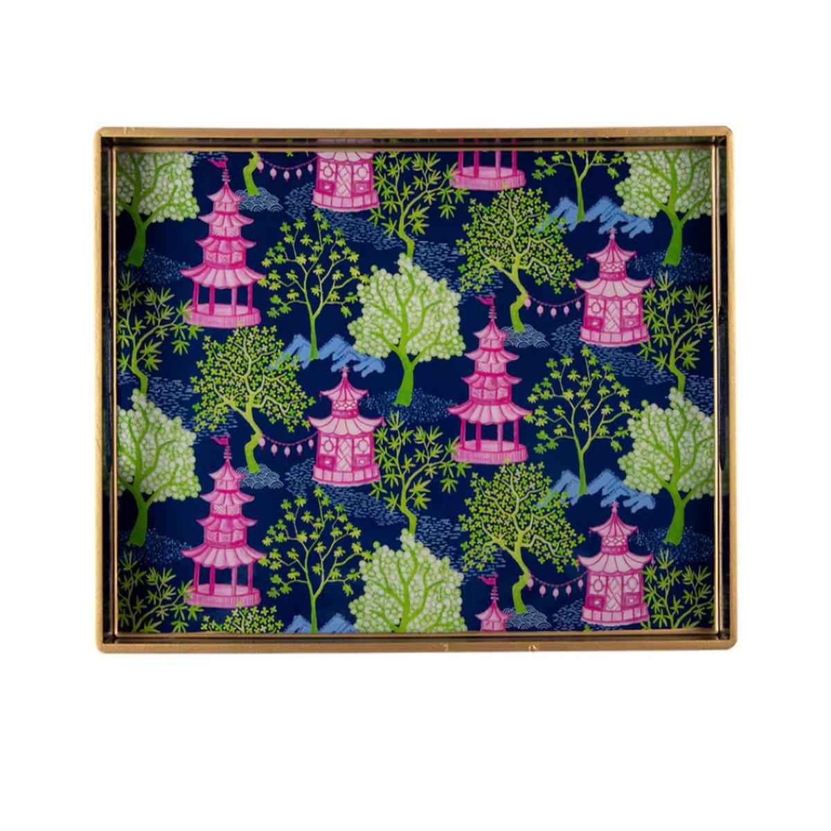Garden Party Enameled Rectangular Tray