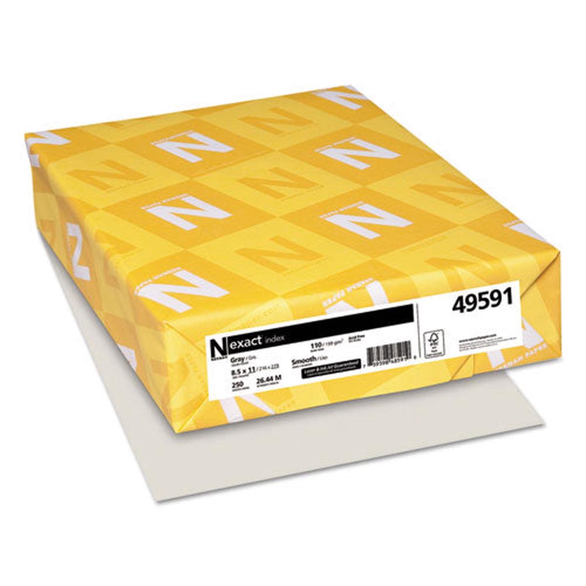 Exact Index Card Stock, 110lb, 8.5 X 11, Gray, 250-pack