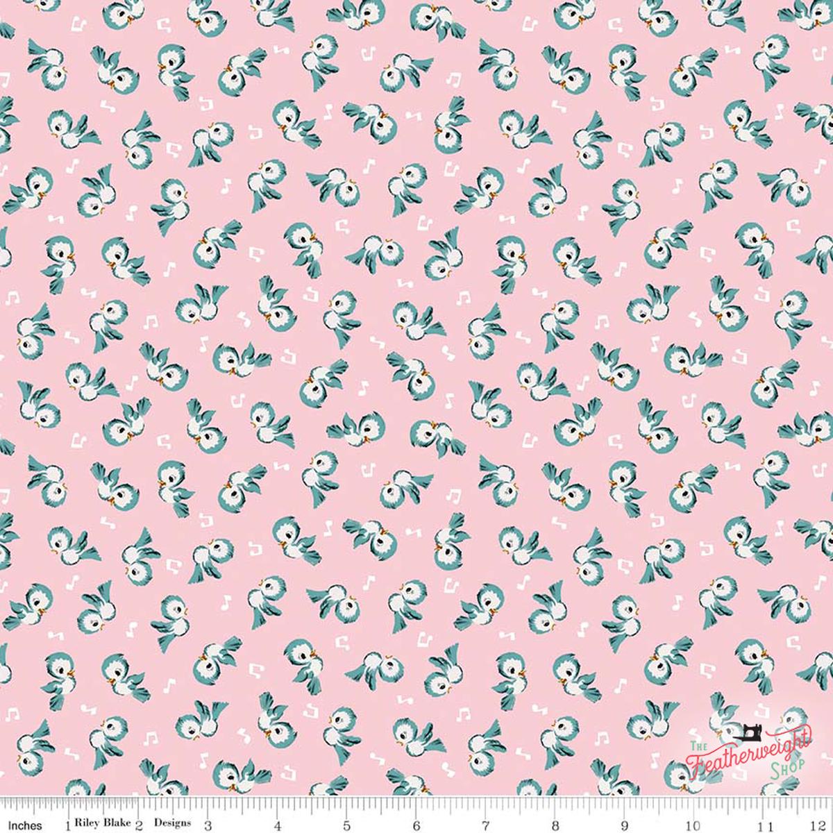 Fabric, Perfect Party by Lindsay Wilkes for Penny Rose Fabrics - BIRD PINK (by the yard)