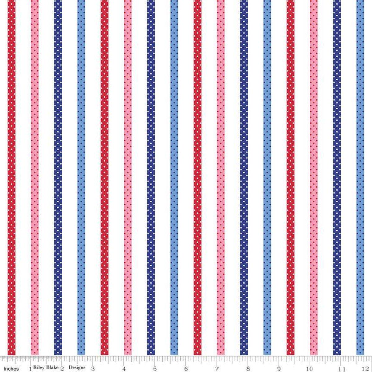 Fabric, Shortcake by Heidi Staples of Fabric Mutt - SHORTCAKE RIBBONS WHITE (by the yard)