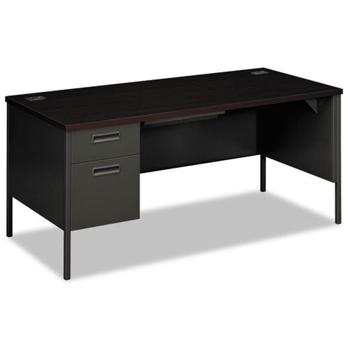Metro Classic Left Pedestal Desk, 66w X 30d X 29.5h, Mahogany-charcoal