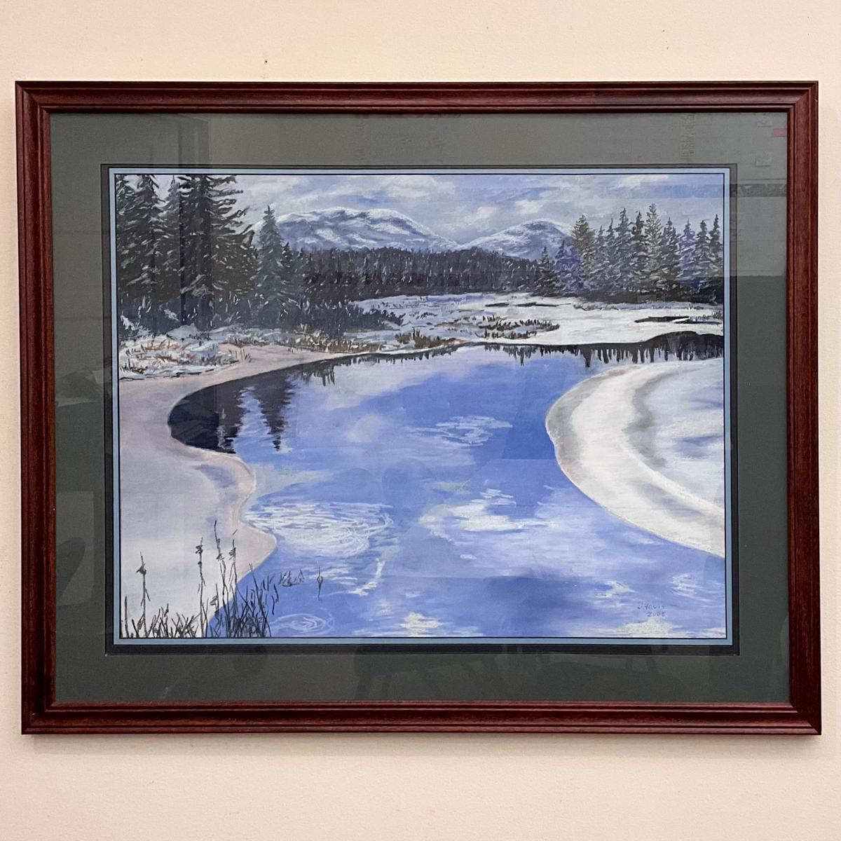 Winter River Original Framed Pastel