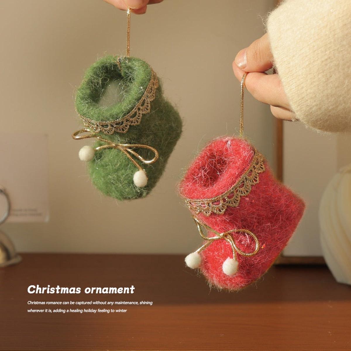 Christmas Tree Ornaments Felt Boots Gloves Novelty Shapes Decorative Hanging Accessories