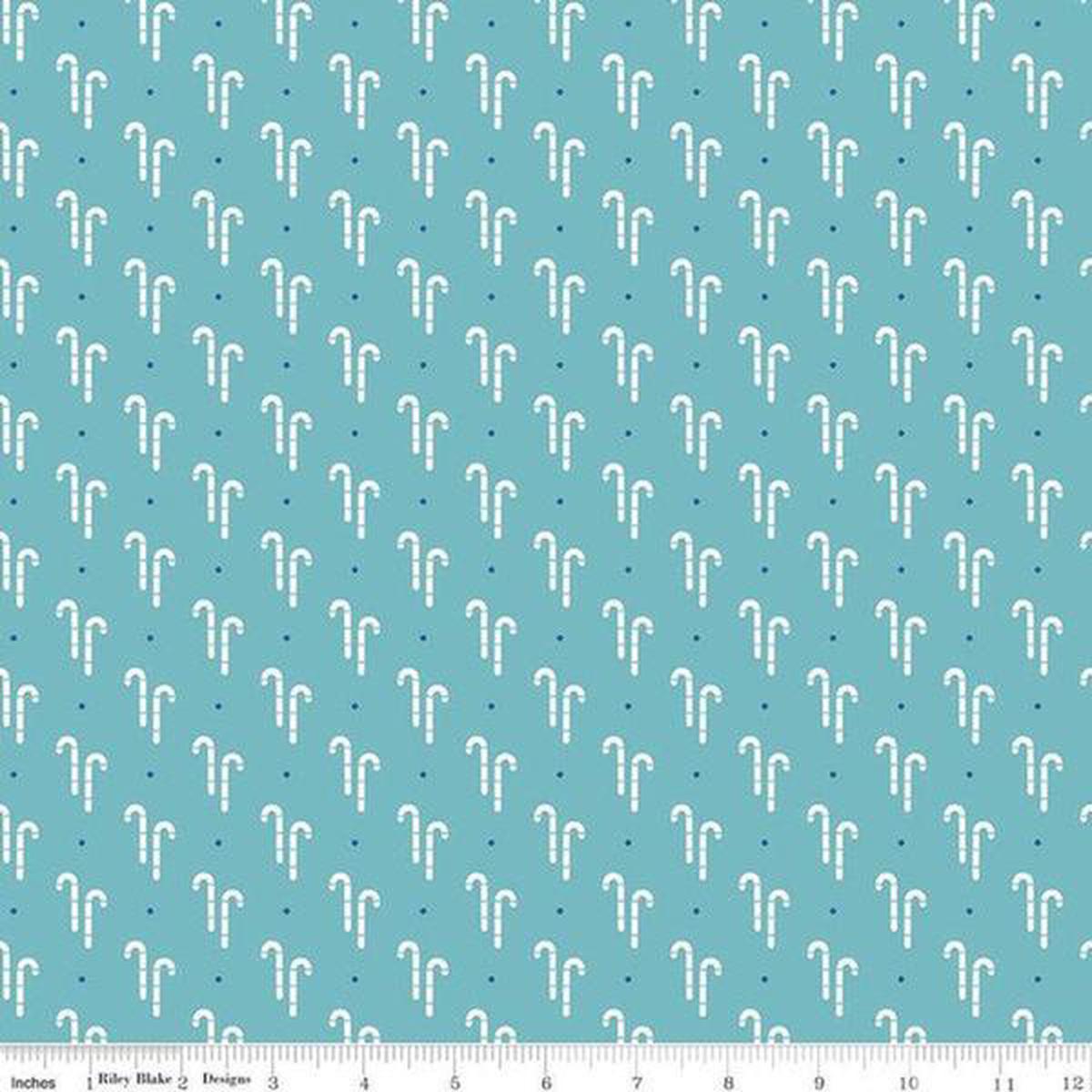 Fabric, COZY Christmas by Lori Holt of Bee in My Bonnet - Candy Cane, Blue (by the yard)