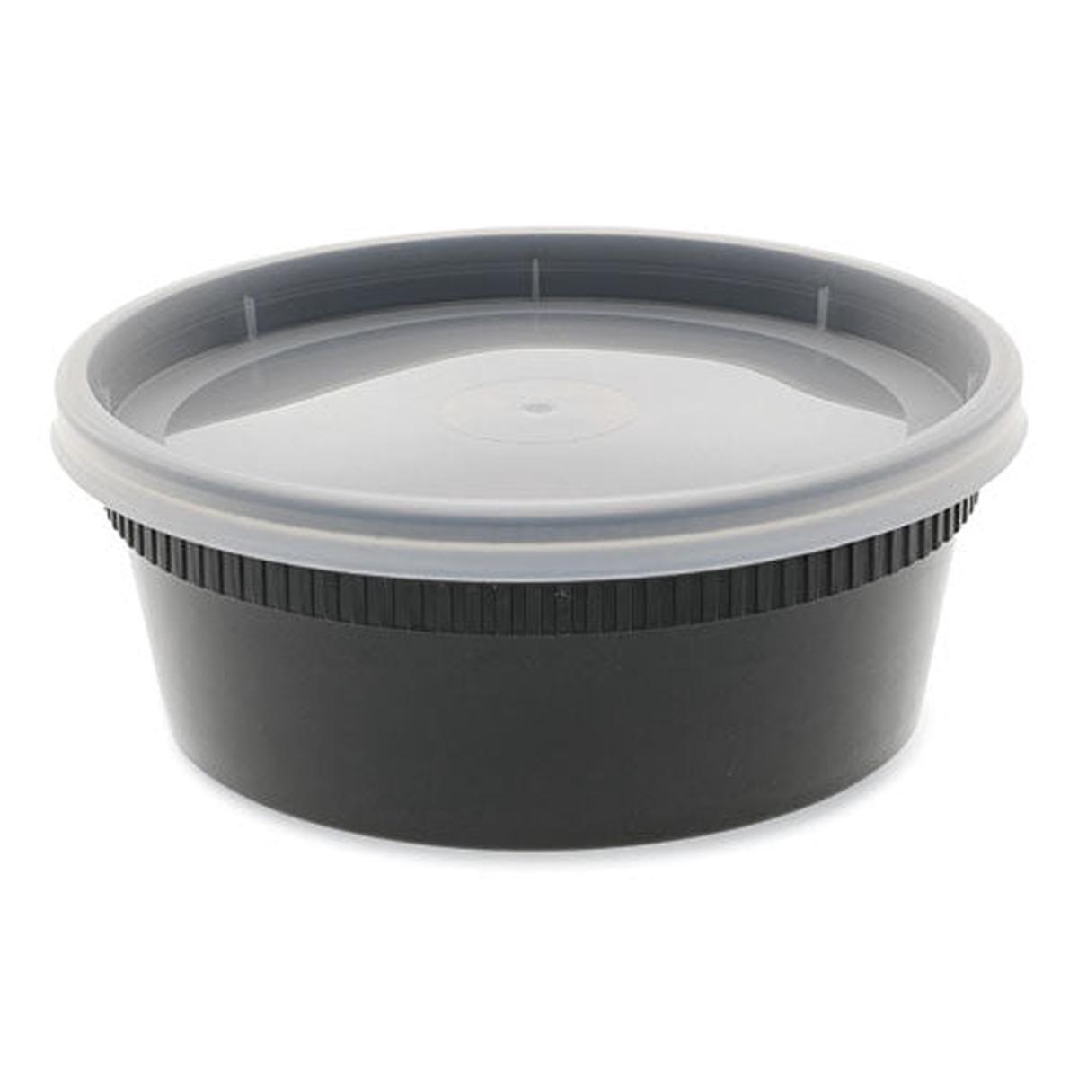 Newspring Delitainer Microwavable Container, 8 Oz, 4.55 X 4.55 X 1.8, Black/clear, Plastic, 240/carton
