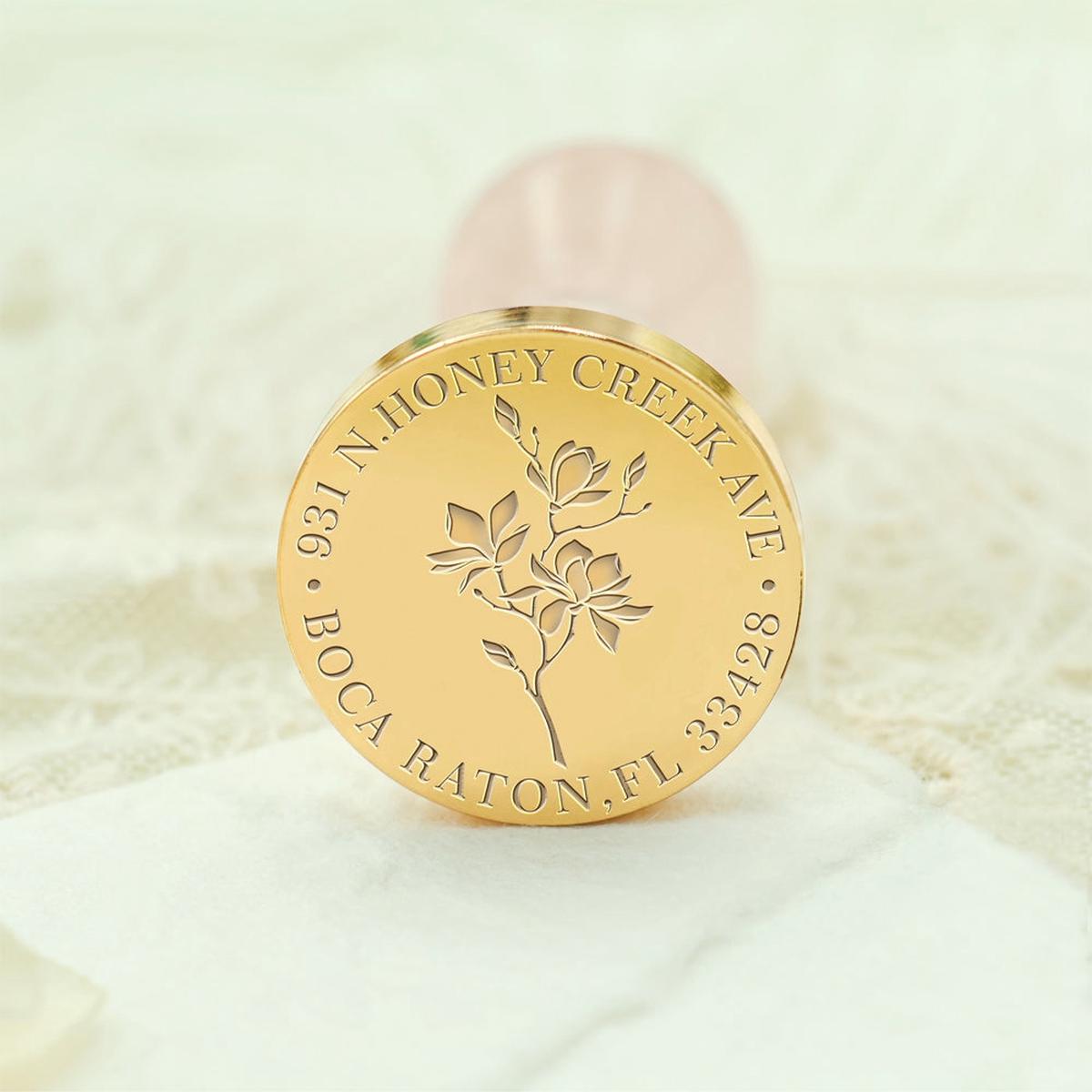 Natural Plant Custom Address Wax Seal Stamp - Lily Magnolia