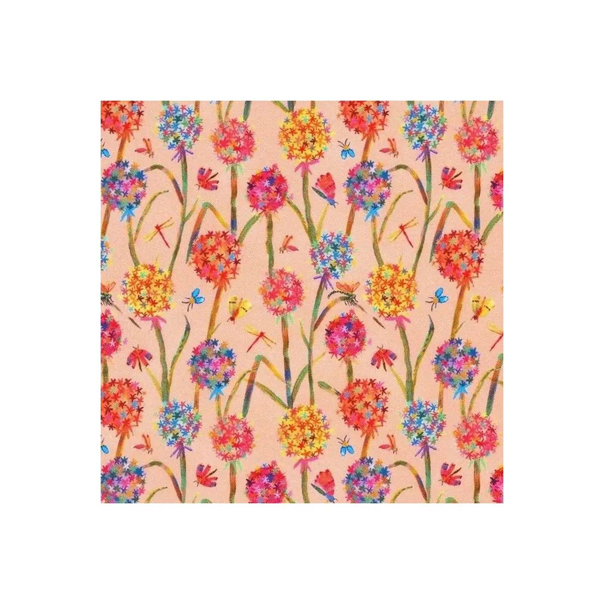 Robert Kaufman Fabrics, Flora & Fun Collection - Coral Floral - 22008-143 (Sold By 1/2 Meter)