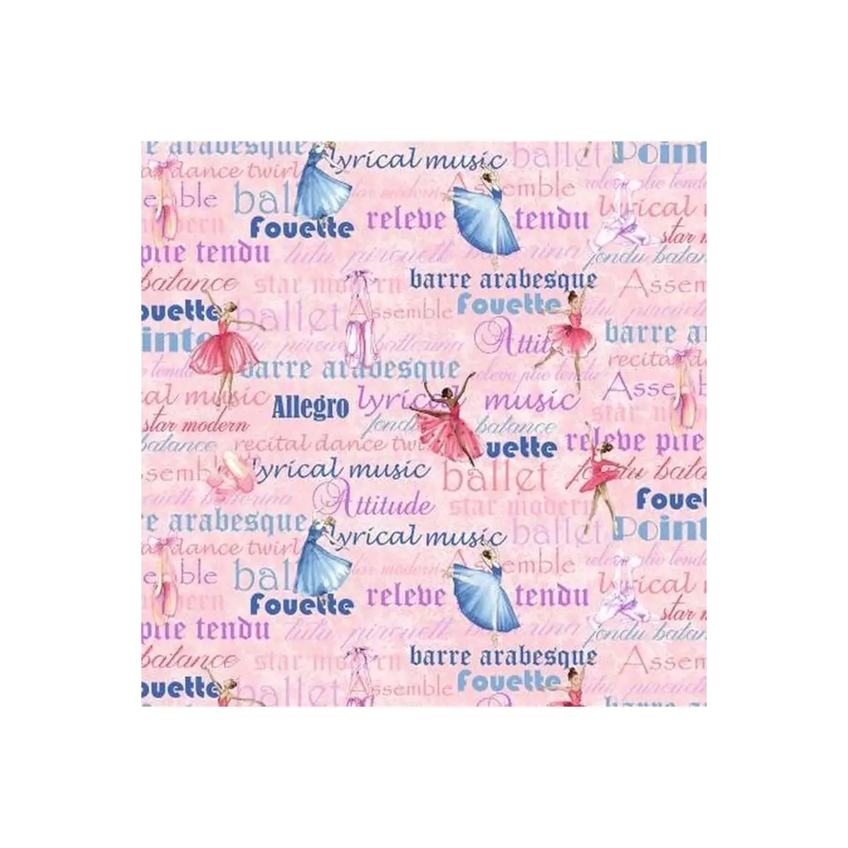 Henry Glass & Co. Fabrics, Prima Ballerina Dancers & Words - 2745-22 (Sold By 1/2 Meter)