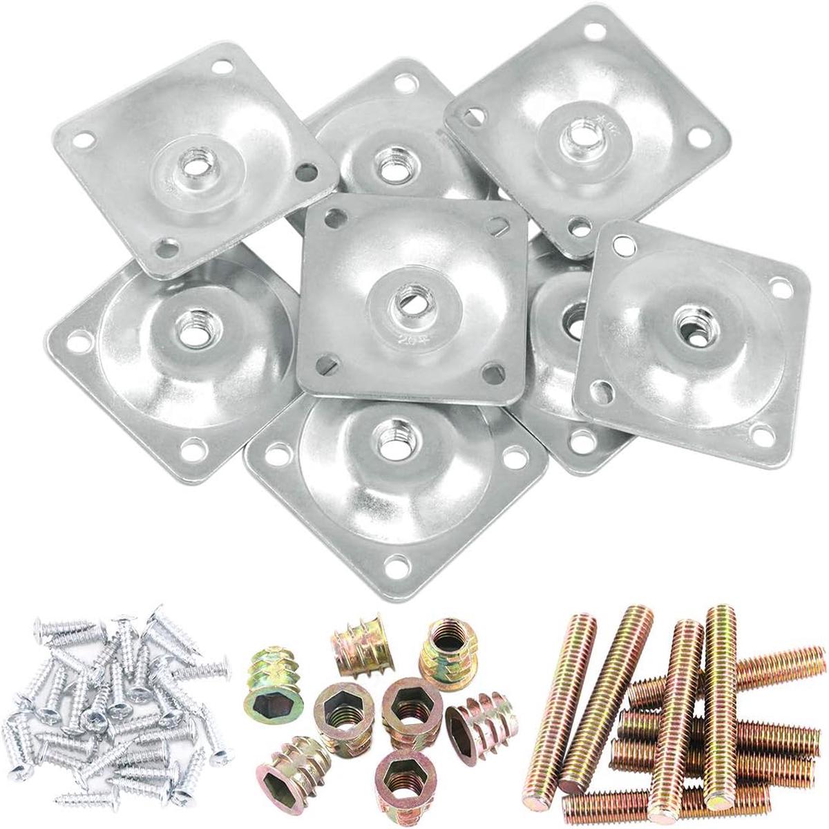Glarks 8 Sets Sliver Furniture Leg Mounting Plates Set - KITS ONLY - Leg Attachment Plates