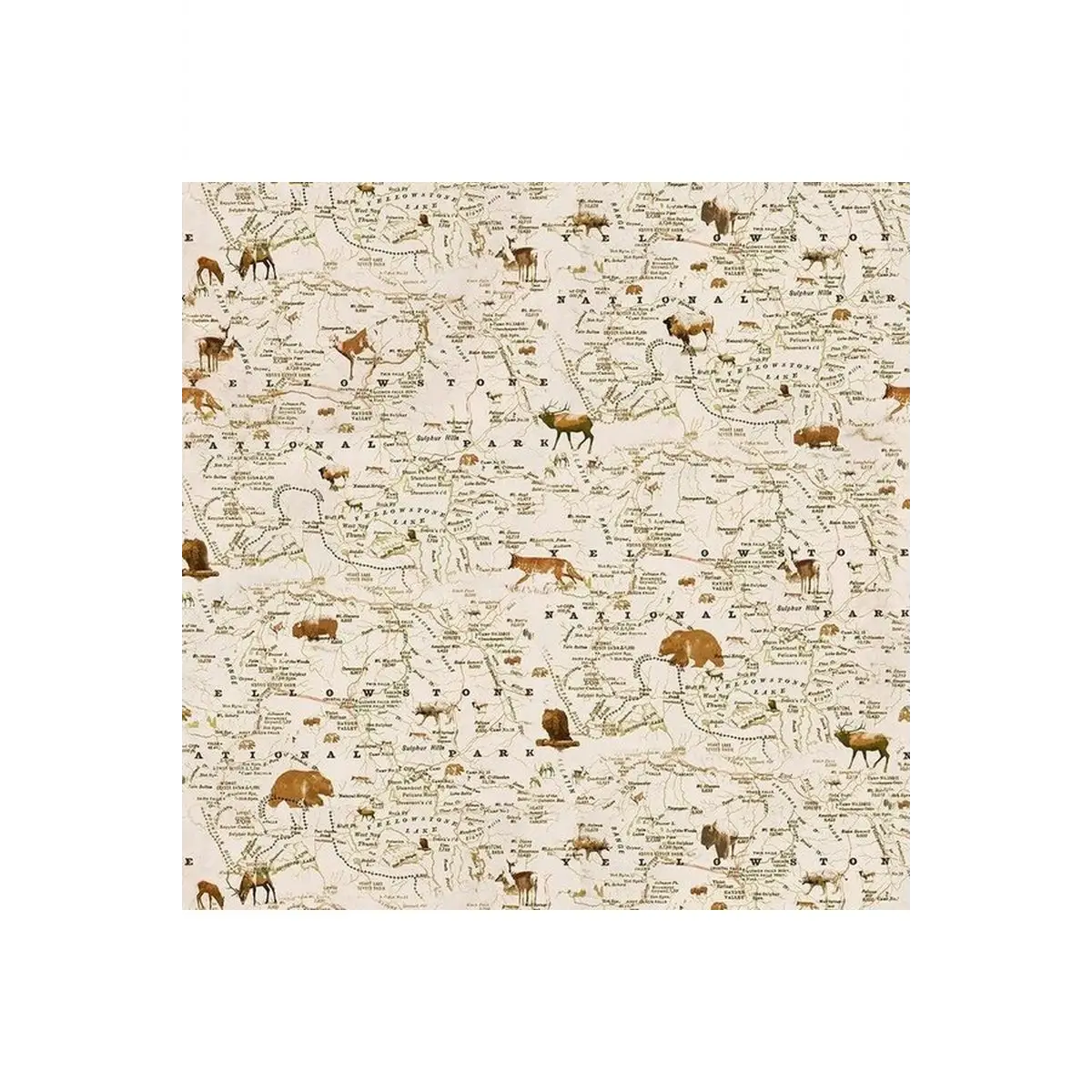 Henry Glass & Co. Fabrics, Yellowstone Map* (Sold By 1/2 Meter)