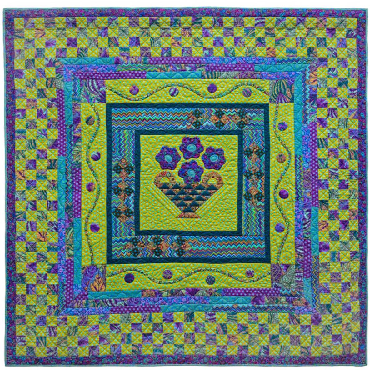 KAFFE FASSETT - QUILTS IN COTSWOLDS - CHARTREUSE BASKET Quilt Kit
