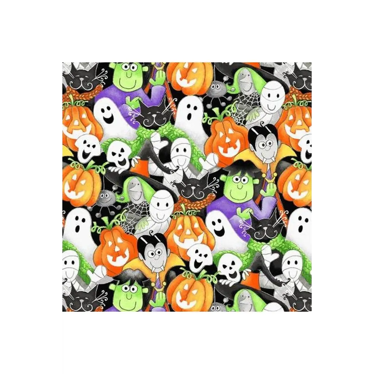 Henry Glass & Co. Fabrics, Glow Ghosts Collection Multi Packed Faces* (Sold By 1/2 Meter)
