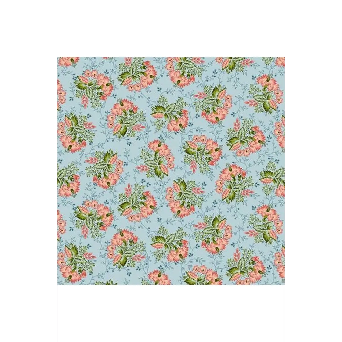 Henry Glass & Co. Fabrics, Tarrytown Collection - Blue Stripey Bouquet (Sold By 1/2 Meter)