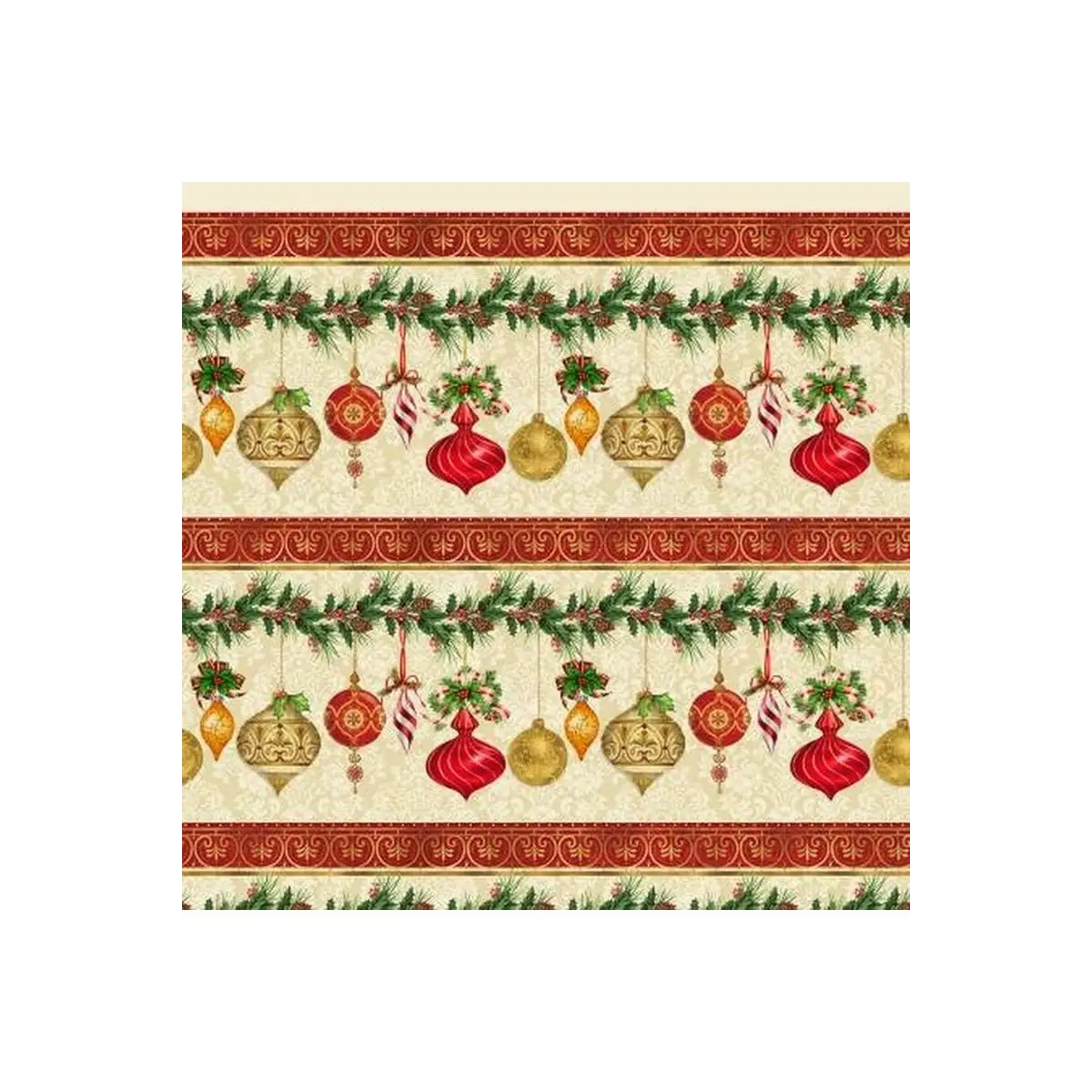 Henry Glass & Co. Fabrics, Christmas Legend Collection - Christmas Border Stripe - 9521-44* (Sold By 1/2 Meter)