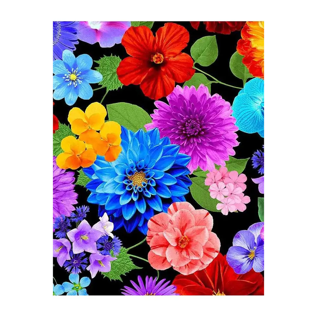 Timeless Treasures, Garden Bouquet, Variety of Vibrant Florals (Sold By 1/2 Meter)