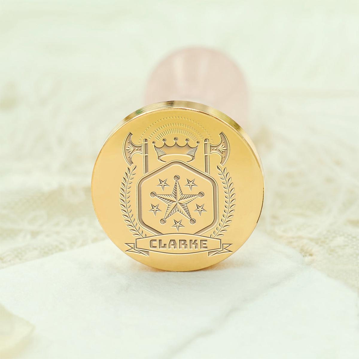Custom Family Crest Wax Seal Stamp with Name, Initial, or Totem - Style 4
