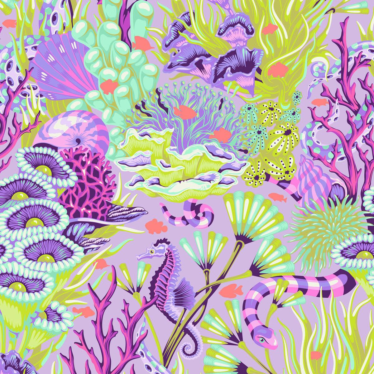 TULA PINK - Floral Reef - Reef What You Sew, Ultraviolet SHIPPING APRIL 2026