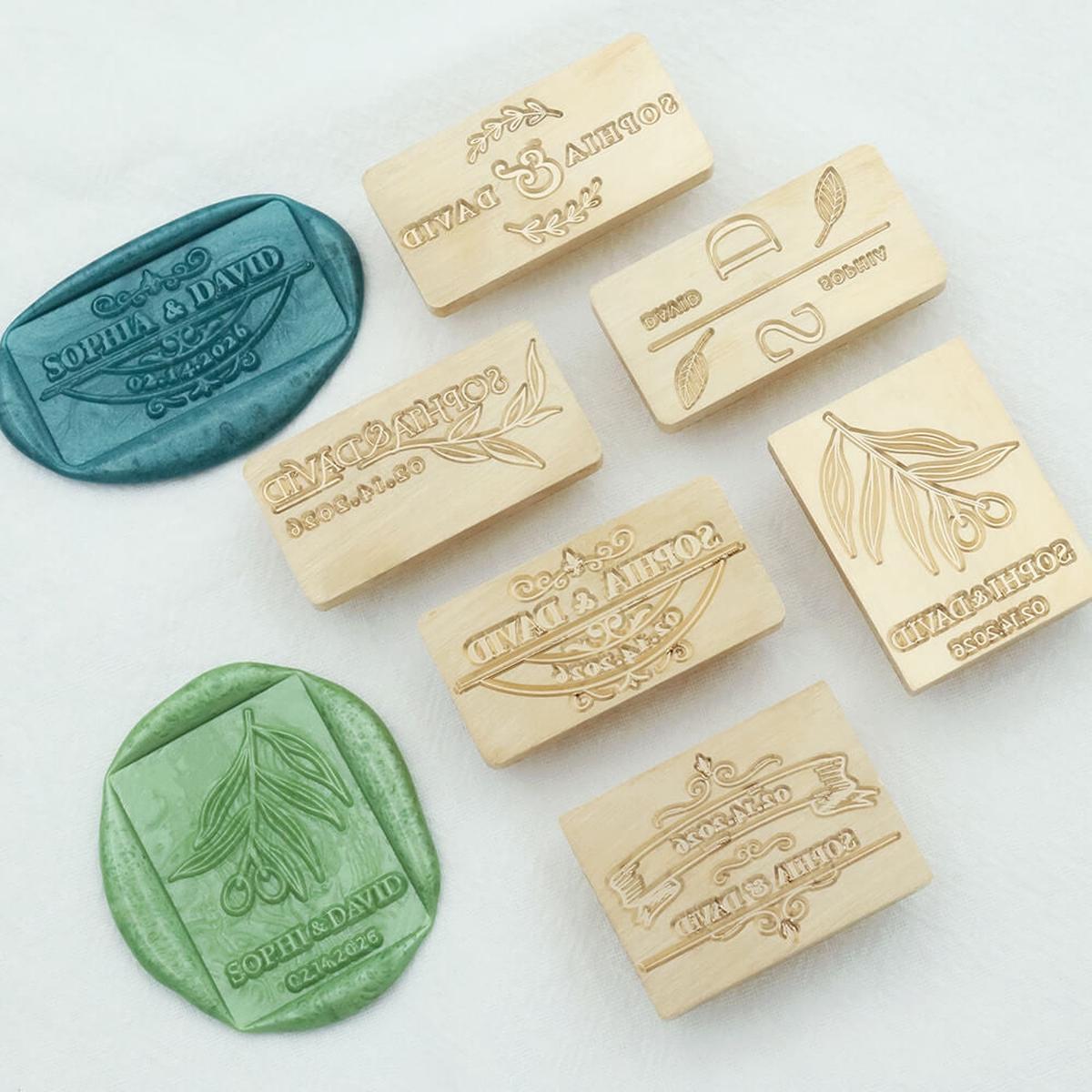 Rectangular Custom Wedding Wax Seal Stamp (28 Designs)