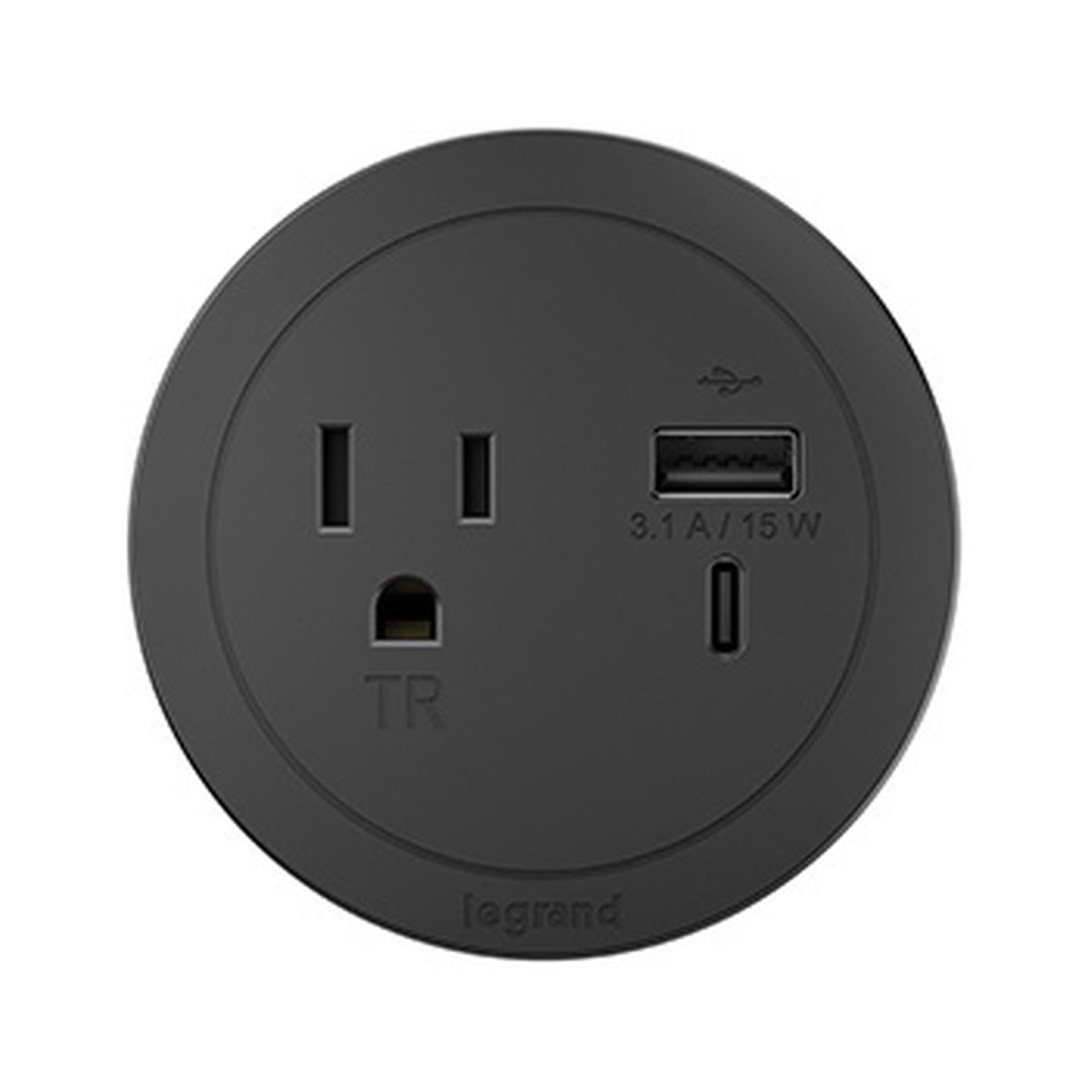 ROUND FPC, 1 OL, USB, BLACK, 10FT COMBO USB-A AND USB-C