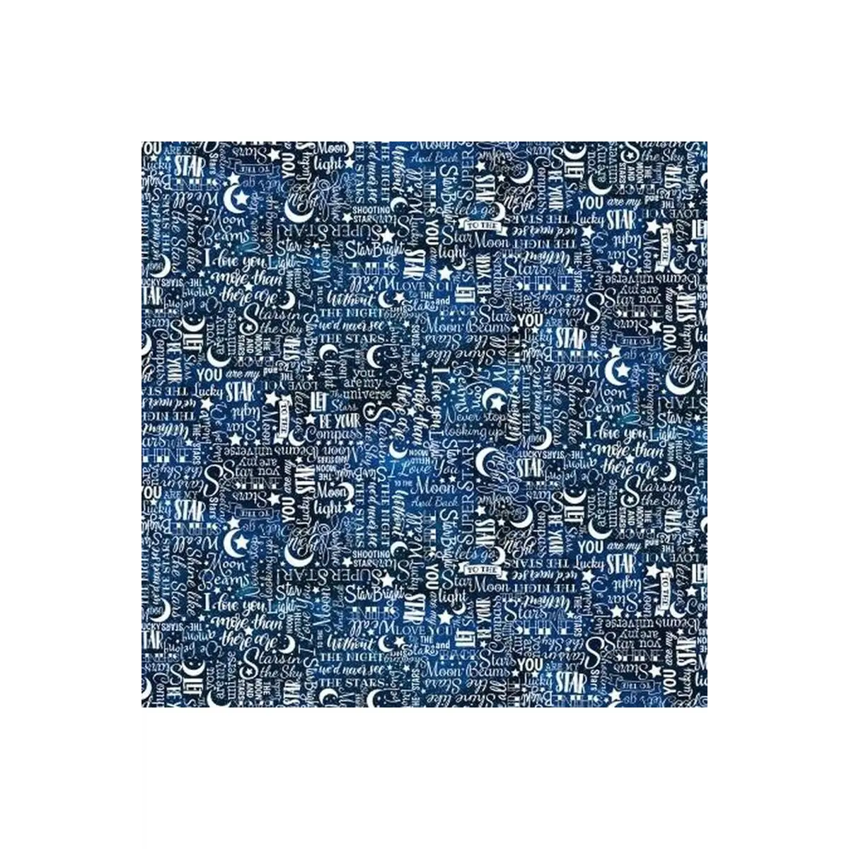 Timeless Treasures, I Love You to the Moon and Back Collection - White Words* (Sold By 1/2 Meter)