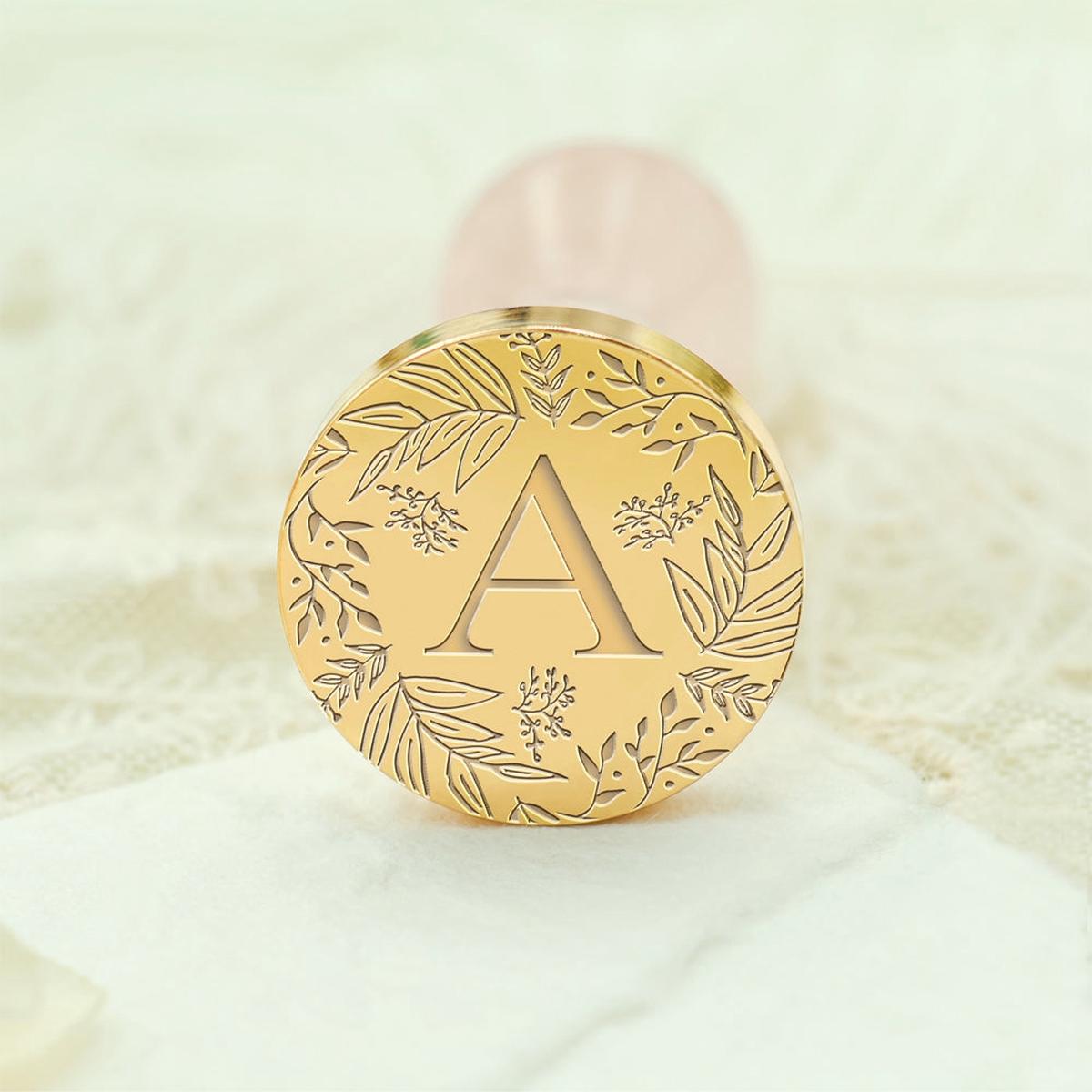 Custom Single Letter Borderless Botanical Wax Seal Stamp - Style 27