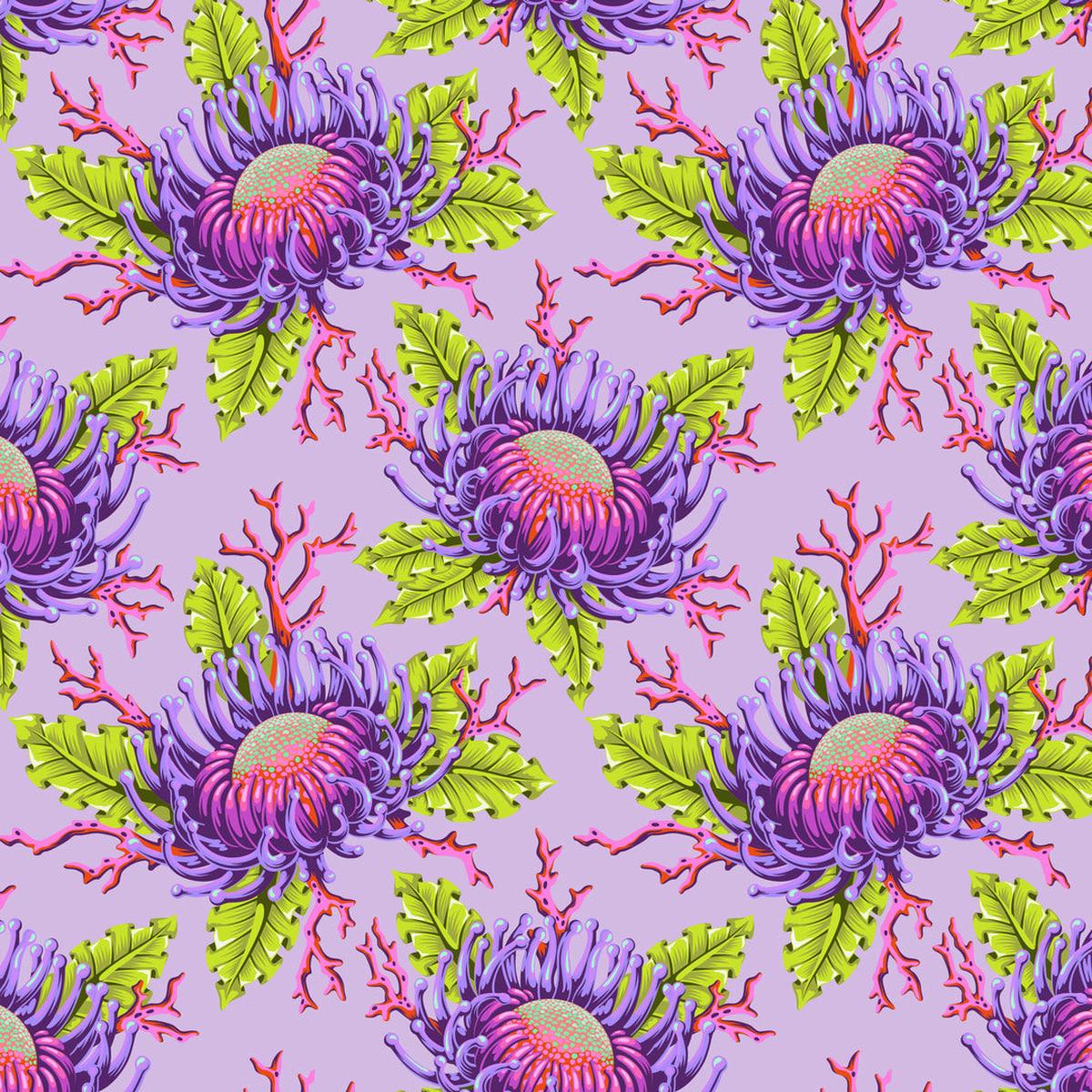 TULA PINK - Floral Reef - Friends & Anemones, Ultraviolet SHIPPING APRIL 2026