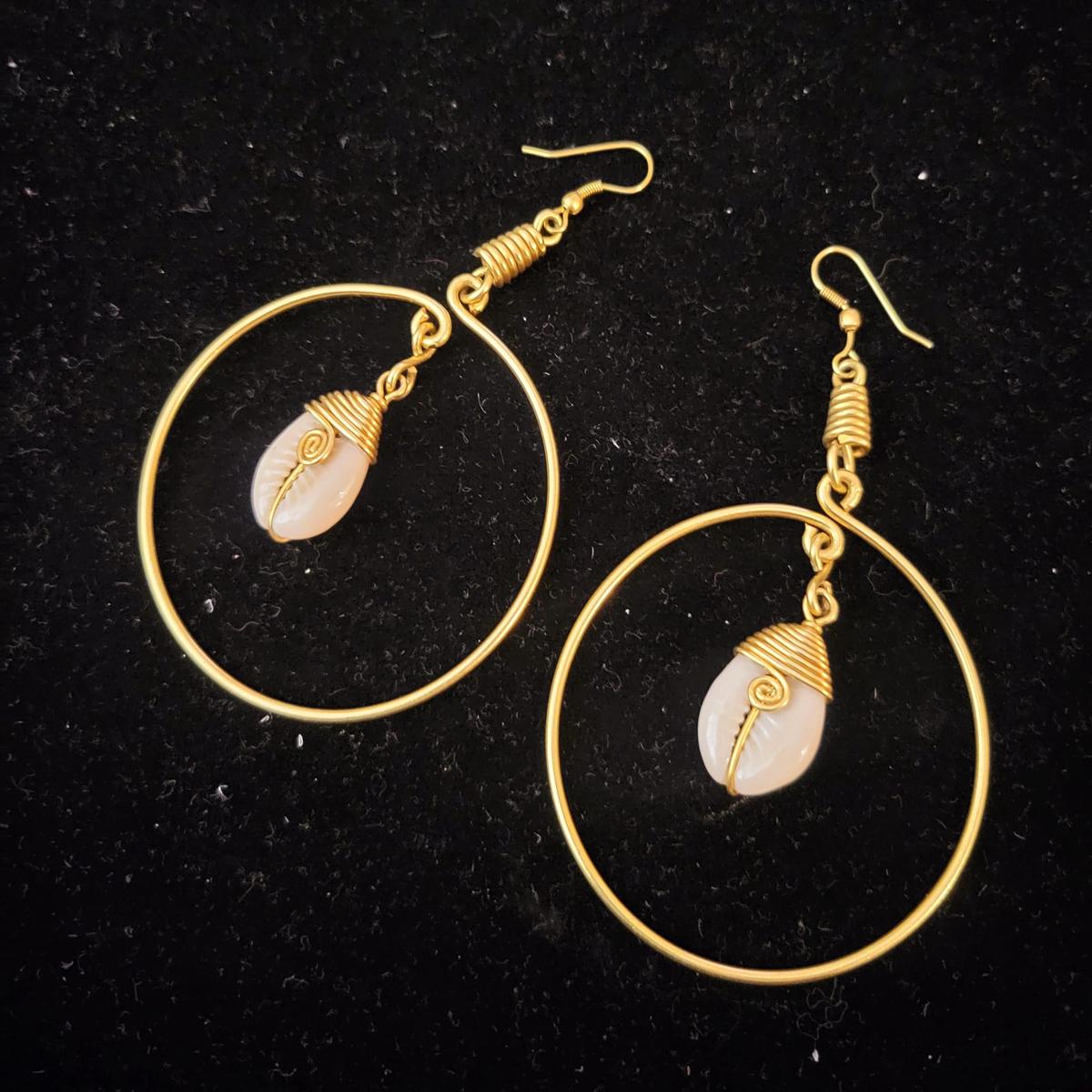 Kenyan Cowry Hoop Earrings