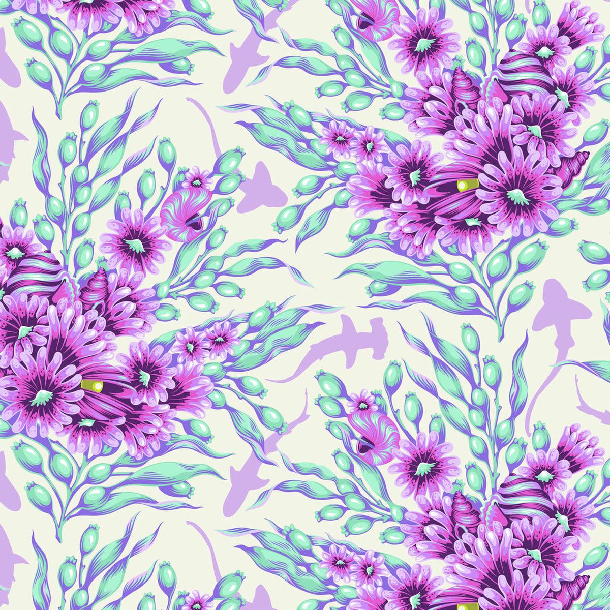 TULA PINK - Floral Reef - Shadow Sharks, Ultraviolet SHIPPING APRIL 2026