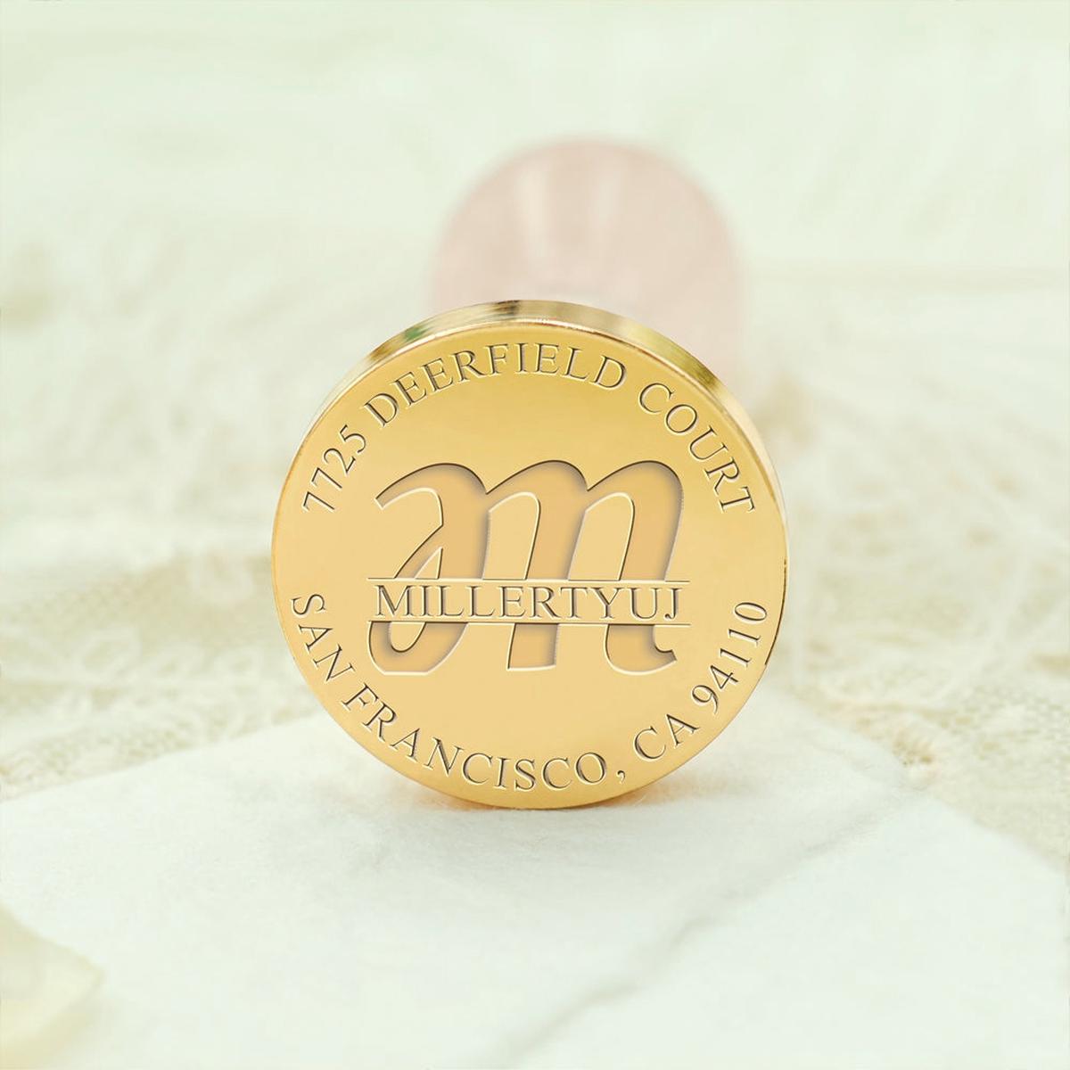 Custom Address Wax Seal Stamp with Name/ Initial - Style 2