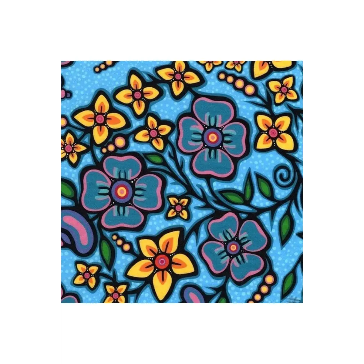 Siltex Fabrics, Ojibway Florals Turquoise - JT-OF01-TURQ (Sold By 1/2 Meter)