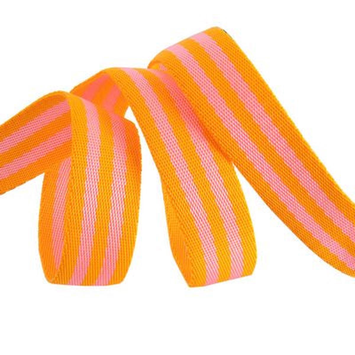 RENAISSANCE RIBBONS - Tula Pink WEBBING - Pink and Orange 1