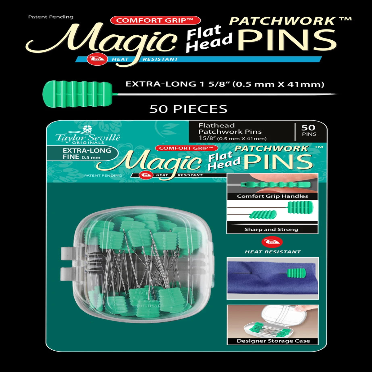 Magic Pins Flathead Patchwork Extra Long Fine 0.5 mm